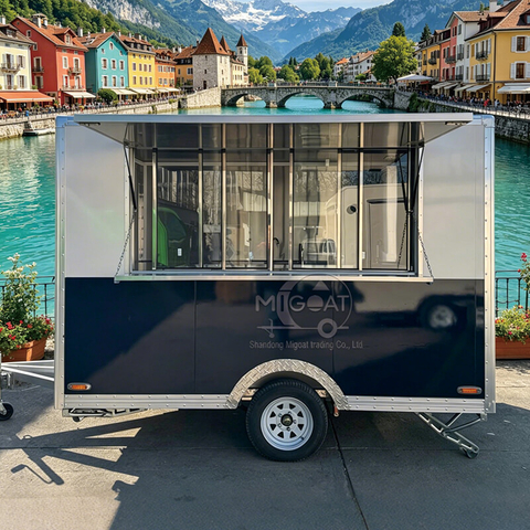 MGS-3m Length Stainless Steel Interior Blue White Color Matching Multi-Function Commercial Mobile Food Trailer