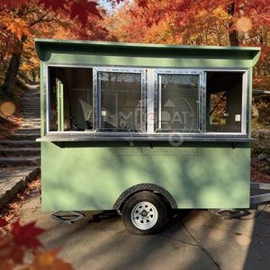 MGR-2.5M Sliding Window Stainless Steel Workbench, Fresh Green Color, Multi-Function Towable Mobile Food Trailer