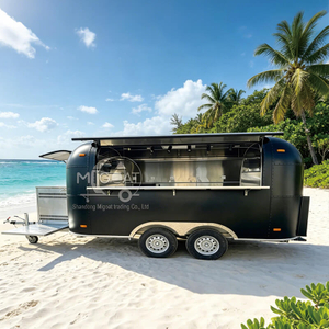 MGA-4M Dual-Axle Matte Black Retro Streamlined All Stainless Steel Interior Multi-Function Commercial Mobile Food Trailer