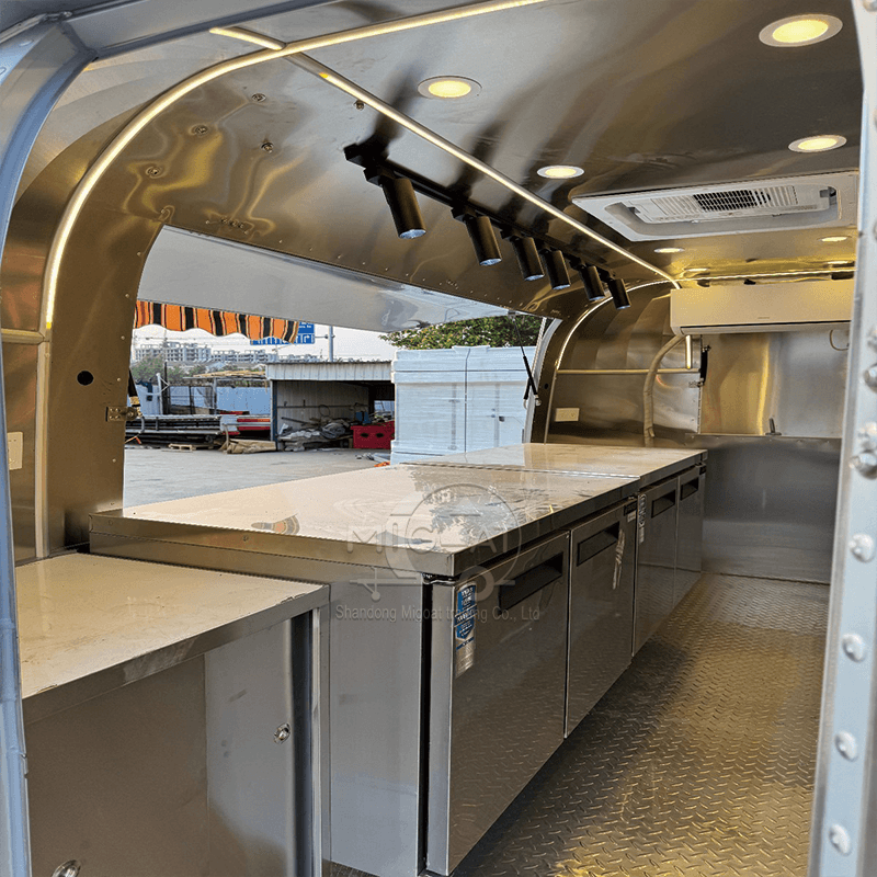 MGA-4M Mirror Stainless Steel Food Trailer, High-end Multi-purpose Mobile Coffee & Food Kiosk