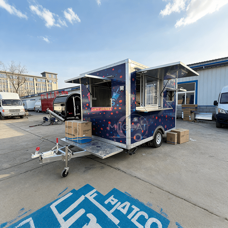 MGS-3M Wide Towing Dark Blue Polka Dot High-Appearance Multi-Function Mobile Food Trailer
