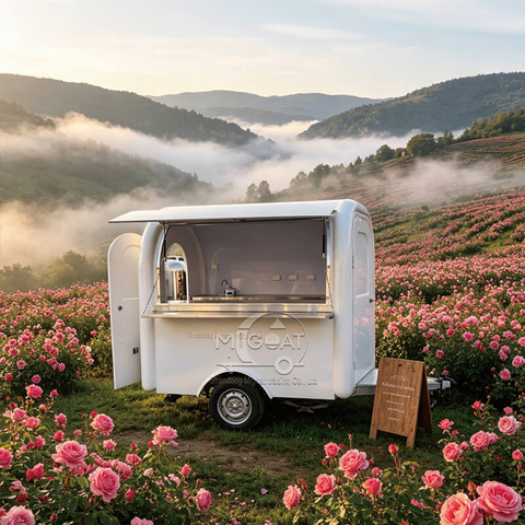 MGR-2.2M White Minimalist Waterproof Outdoor Mobile Coffee Food Concession Cart Trailer