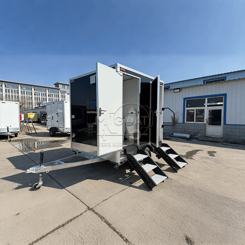 MGT-3M Luxury Dual Restroom Portable Toilet Trailer with Sinks, Mobile Restroom for Outdoor Events Construction