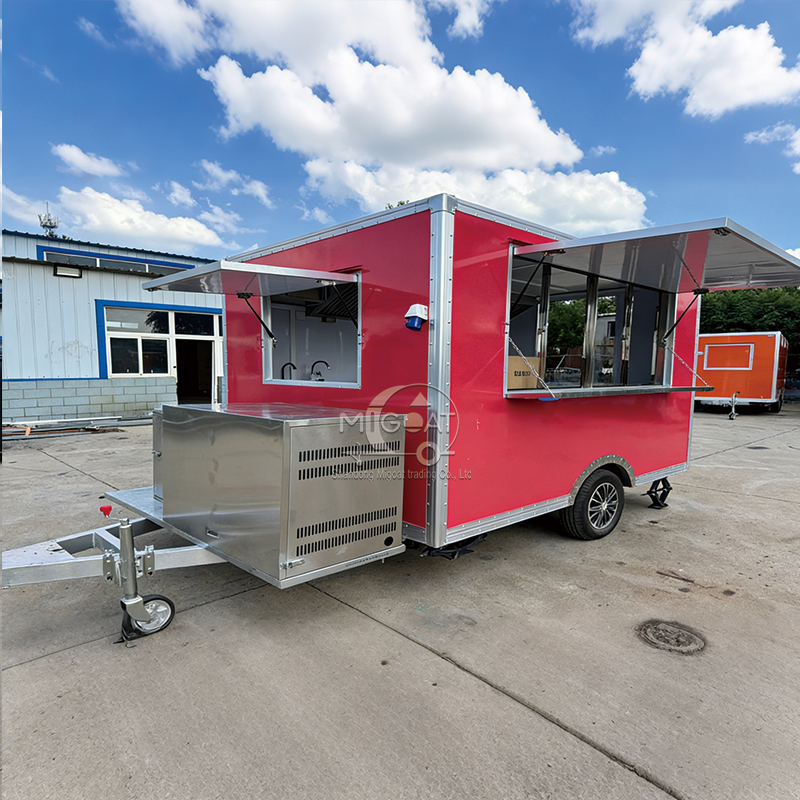 MGS-2.5 Mobile Food Cart, Stainless Steel Commercial Version, Multi-functional Street Vending Trailer