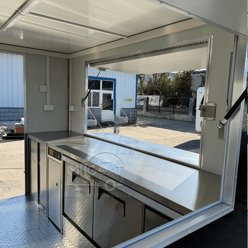 MGS-3.0M Length Stainless Steel Workbench Large Window Multi-Function Mobile Food Trailer