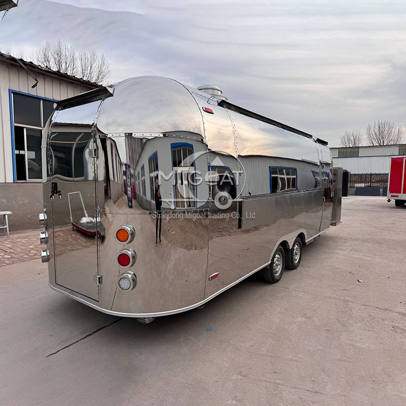 MGA-5M Mirror Polished Stainless Steel Mobile Food Truck 6m Multi-functional Commercial Catering Trailer Viral Camping Coffee