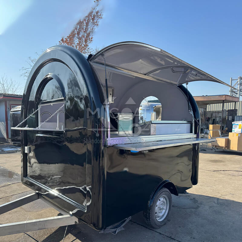 MGR-2.8M Gloss Black Curved Top Multi-Function Food Trailer