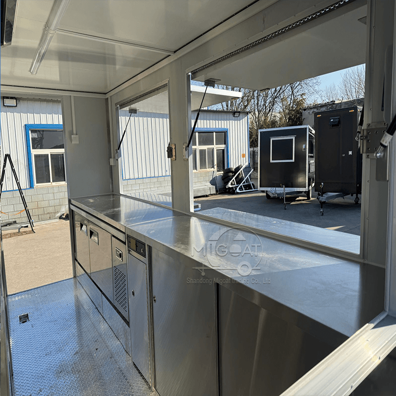 MGS-3.5M Large Capacity High-End Full Stainless Steel Interior Outdoor Commercial Mobile Food Cart Fast Food Vending Trailer