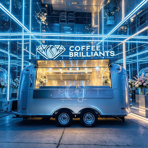 MGA-4M Mirror Stainless Steel Food Trailer, High-end Multi-purpose Mobile Coffee & Food Kiosk