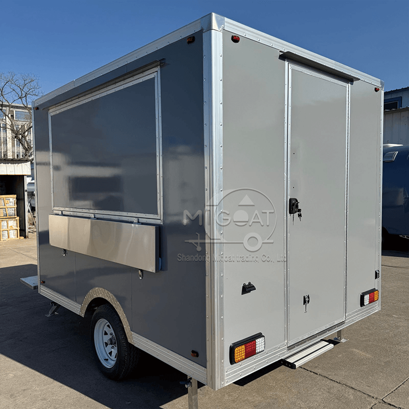 MGS-2.5M Dual Workstation Stainless Steel Interior Towable Multi-Function Food Trailer, Commercial Mobile Food Truck for Street Vending