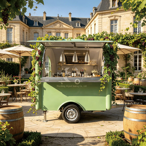 MGR-2.5M Towable Food Trailer, Mint Green Retro High Aesthetic Multi-Function Street Vending Concession Cart