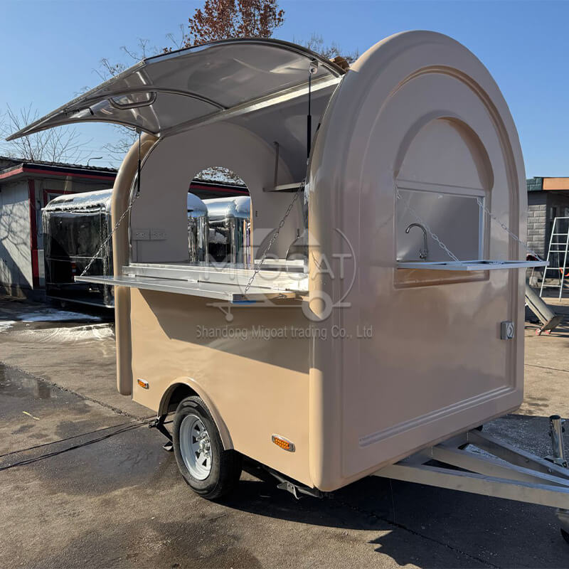 MGR-2.2M Multi-functional Thickened Retro Food Trailer, High Appearance Level Towable Mobile Food Cart For Snack Vending