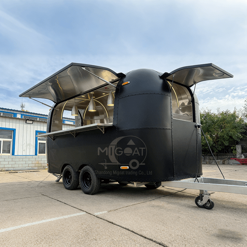 MGA-4M Tainless Steel Interior Trendy Vintage Mobile Food Truck, Outdoor Street Snack Coffee Concession Trailer