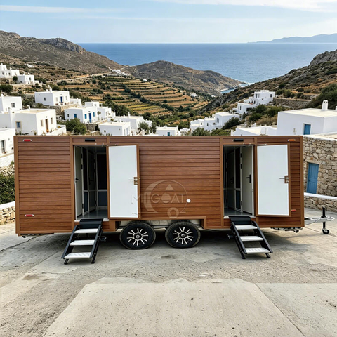 MGT-4.5M Multi-Stall Luxury Wood-Grain Portable Restroom Trailer for Outdoor Commercial Use