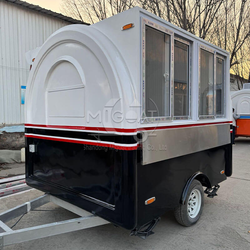 MGR-2.5M Multi-Function Red-White Striped Awning Food Truck | Full Stainless Steel Commercial Food Trailer