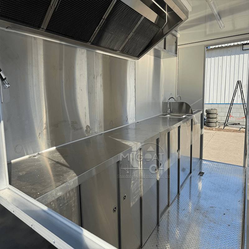 MGS-3.5M Large Capacity High-End Full Stainless Steel Interior Outdoor Commercial Mobile Food Cart Fast Food Vending Trailer
