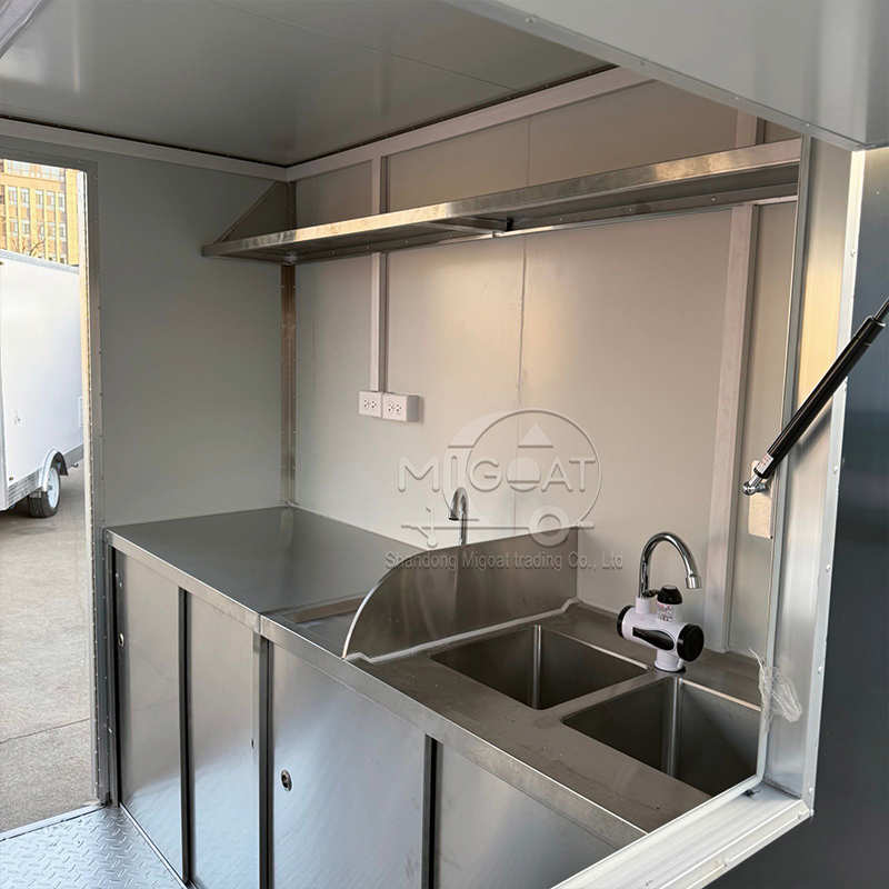 MGS-2.2M Heavy-Duty Insulated Food Trailer Double Sink Commercial Mobile Kitchen Trailer