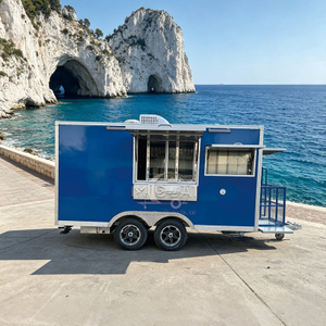 MGS-4M Dual-Axle Fully Equipped Stainless Steel Food Trailer, Blue Commercial Catering Concession Trailer