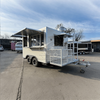  MGS-3.5M Dual-Axle Cream White Stainless Steel Food Trailer with Extended Platform, Commercial Catering Concession Trailer