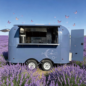 MGA-3M Tandem Axle Blue Vintage Food Trailer Fully Stainless Steel Kitchen Commercial Mobile Food Cart