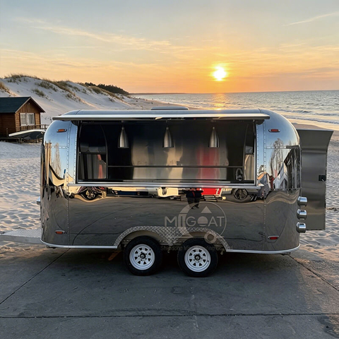 MGA-3.5M Mirror Stainless Steel Dual-Axle Multi-Function Food Truck, Premium Streamliner Mobile Food Concession Trailer