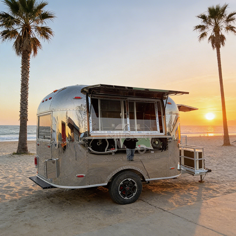 MGA-3m Mirror Stainless Steel Retro Style Mobile Food Trailer