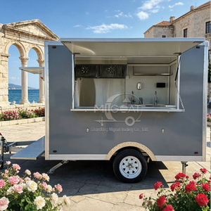 MGS-2.5M Dual Workstation Stainless Steel Interior Towable Multi-Function Food Trailer, Commercial Mobile Food Truck for Street Vending
