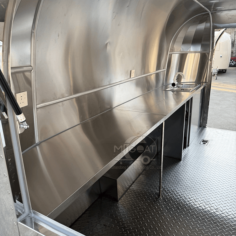 MGA-3.5M Mirror Stainless Steel Dual-Axle Multi-Function Food Truck, Premium Streamliner Mobile Food Concession Trailer