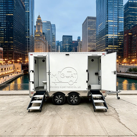 MGT-4.5M 4-Stall Dual-Zone Luxury Mobile Restroom Trailer | Heavy-Duty Dual-Axle Model