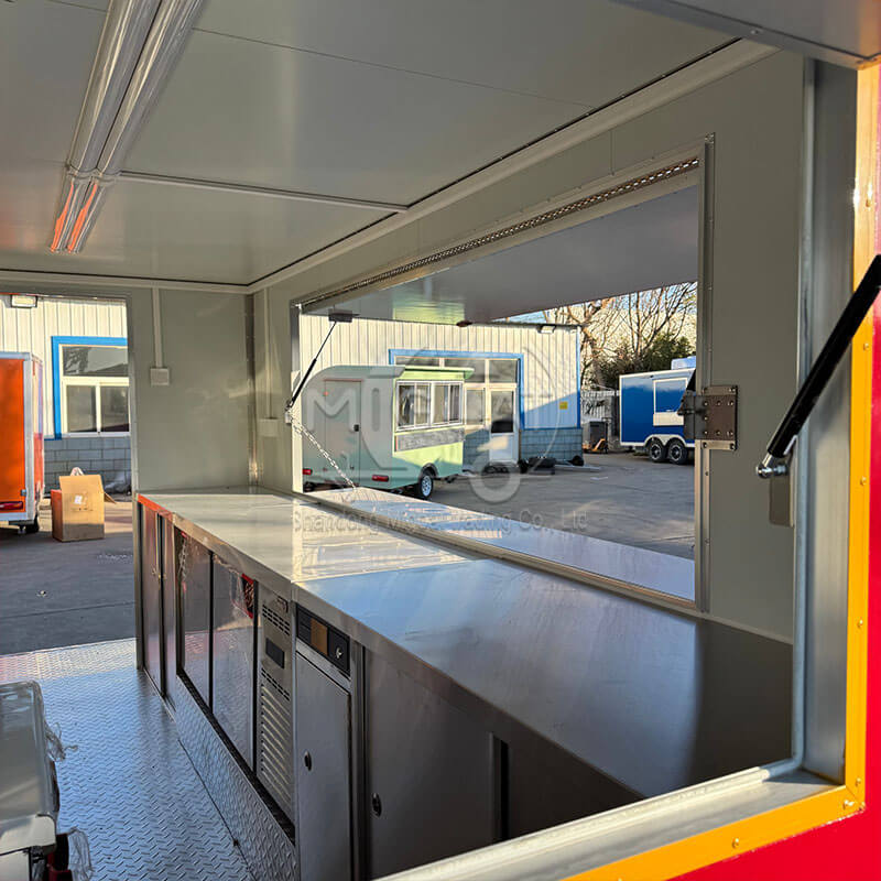 MGS-4M Dual-Wheel Towable Mobile Food Trailer With Terrace, Premium Fully Equipped Outdoor Street Food Concession Cart