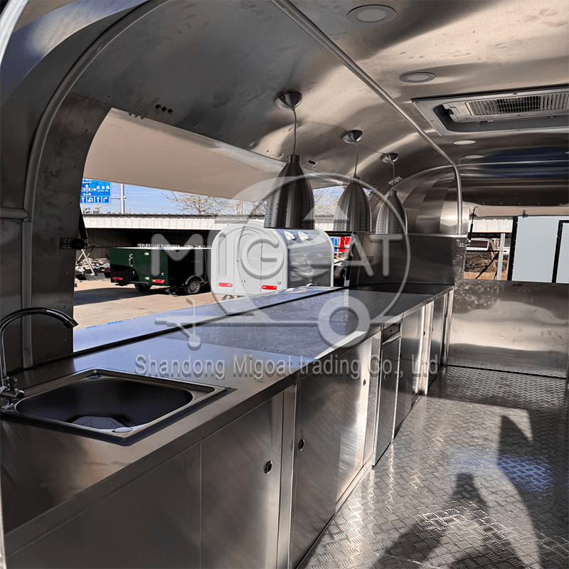MGA-3.5M Mirror Stainless Steel Dual Axle Premium Custom Mobile Food Trailer