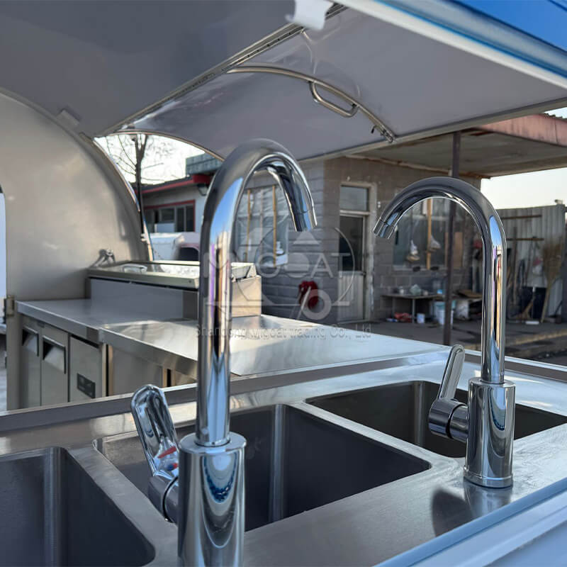 MGR-3M Blue-White Triple Sink Stainless Steel Worktop Commercial Multi-Function Mobile Food Trailer