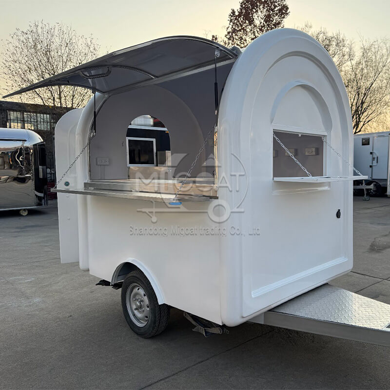 MGR-2.2M White Minimalist Waterproof Outdoor Mobile Coffee Food Concession Cart Trailer
