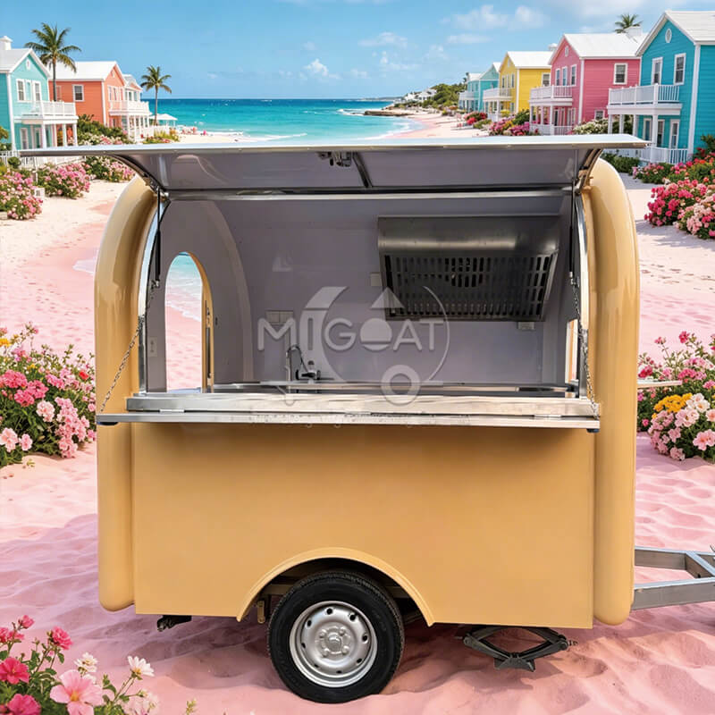 MGR-2.2m Small Stainless Steel Workbench Towable Food Trailer