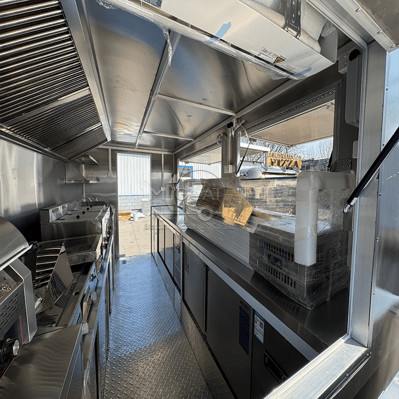 MGS-4M Dual-Wheel Towing Food Concession Trailer, Industrial Style Full Kitchen Mobile Smash Burger Fast Food Catering Truck