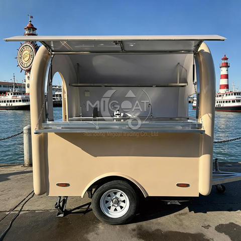 MGR-2.2M Multi-functional Thickened Retro Food Trailer, High Appearance Level Towable Mobile Food Cart For Snack Vending