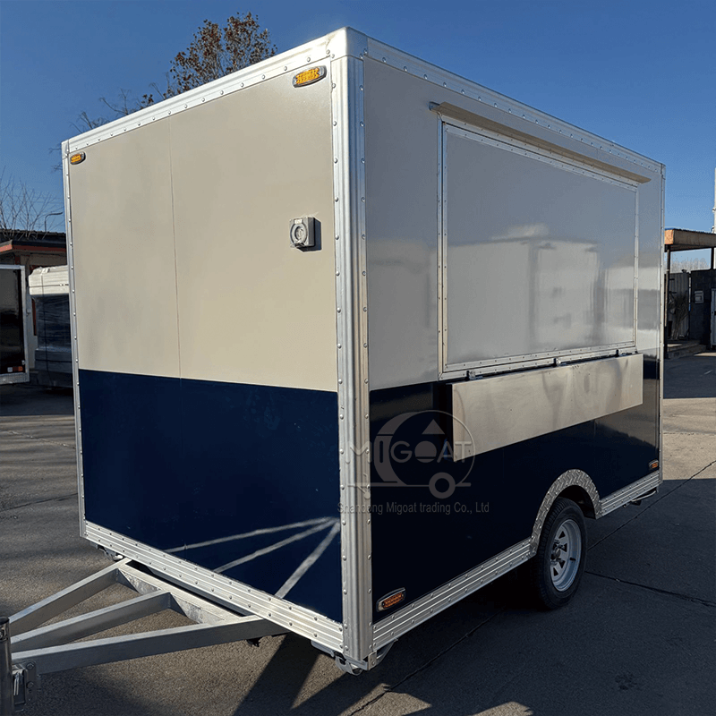 MGS-3m Length Stainless Steel Interior Blue White Color Matching Multi-Function Commercial Mobile Food Trailer