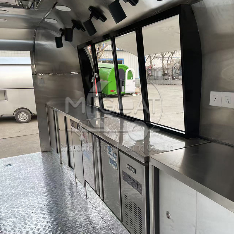 MGA-3.8M Tandem Axle Mirror Stainless Steel Commercial Food Trailer with Full Stainless Steel Kitchen