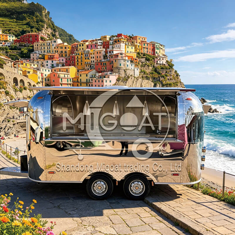 MGA-3.5M Mirror Stainless Steel Dual Axle Premium Custom Mobile Food Trailer