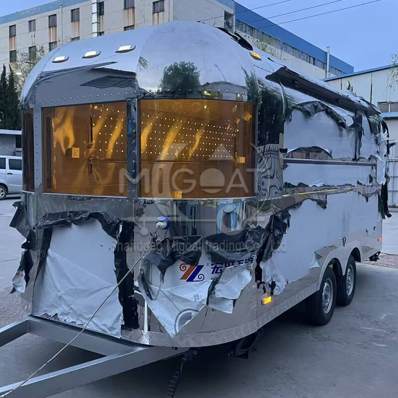 MGA-5M Mirror Stainless Steel Dual-Axle Towable Multi-Function Food Trailer