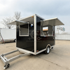 MGS-3M Black Silver Large Capacity Food Trailer, Multi-purpose Stainless Steel Interior Towable Mobile Food Truck